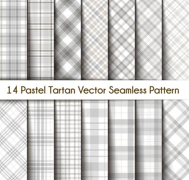 Establecer fondo de patrón sin costura de tartán en color pastel
  - Vector, Imagen