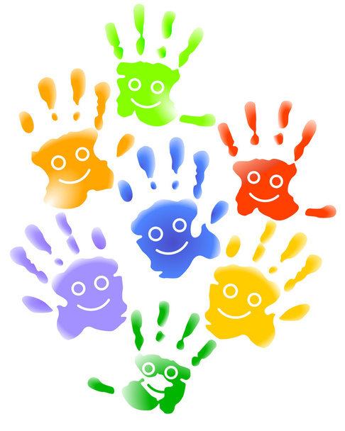 Lachende Kinder-Hände - Vector, Image
