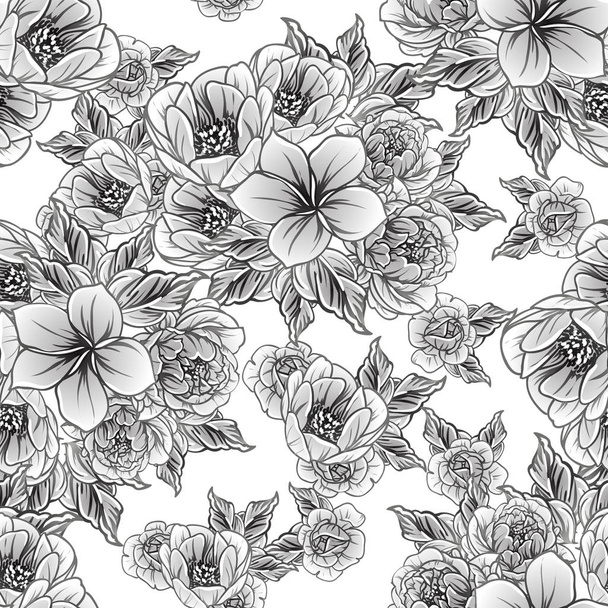 vector illustration of vintage flowers pattern background - Διάνυσμα, εικόνα