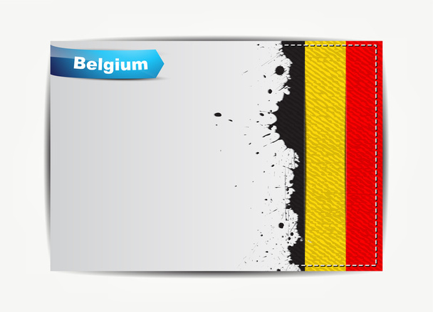bestickte belgische Flagge mit Grunge-Papierrahmen - Vektor, Bild