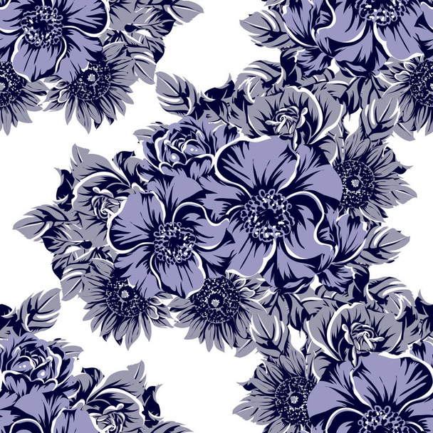 vector illustration of vintage flowers pattern background - Vetor, Imagem