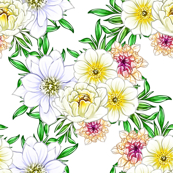 vector illustration of bright flowers pattern background - Вектор, зображення