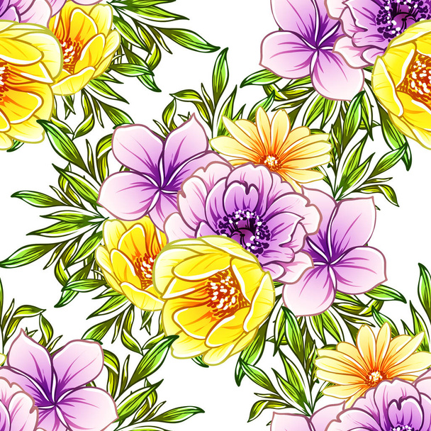 vectorillustratie van heldere bloemen patroon achtergrond - Vector, afbeelding
