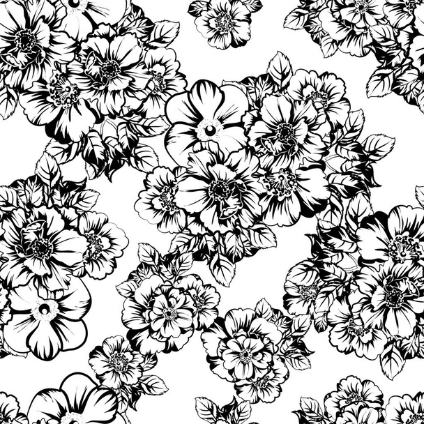vector illustration of vintage flowers pattern background - Vektor, kép