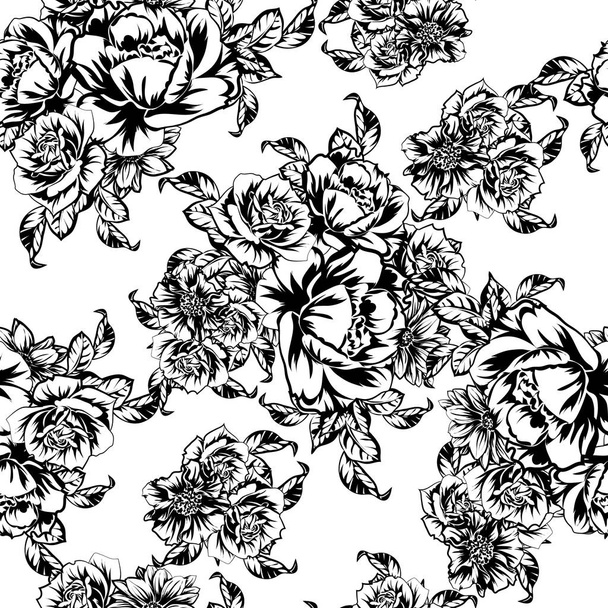 vector illustration of vintage flowers pattern background - Διάνυσμα, εικόνα
