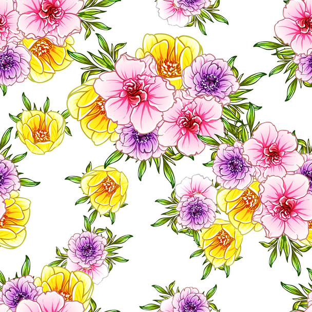 vector illustration of bright flowers pattern background - Vector, afbeelding
