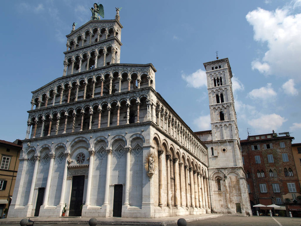 San Michele in Foro church - Lucca , Tuscany. San Michele in Foro is a Roman Catholic basilica church in Lucca. It was built over the former Roman forum. It is dedicated to Archangel Michael. - Photo, image