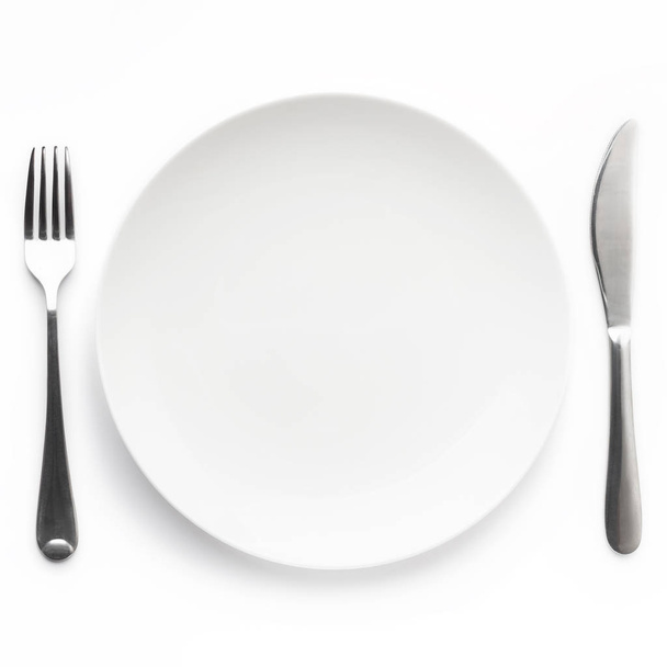 Empty plate with fork and knife - Foto, Imagem