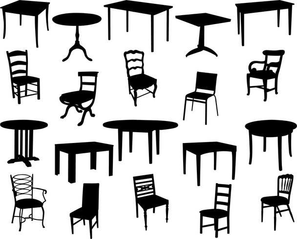 stoły i krzesła - Wektor, obraz