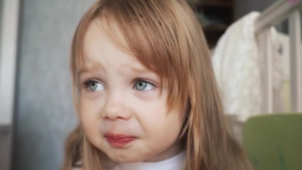 Cute little girl crying because she is sad. - Footage, Video