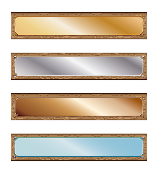 Plaques métalliques avec cadres en bois
 - Vecteur, image