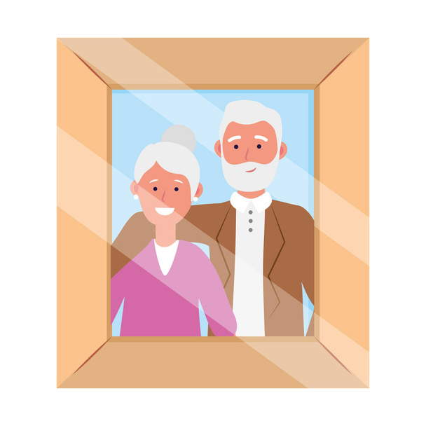 idoso casal avatar moldura da foto
 - Vetor, Imagem
