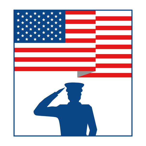 ενωμένη δηλωμένη σημαία με στρατιωτικό σχήμα - Διάνυσμα, εικόνα