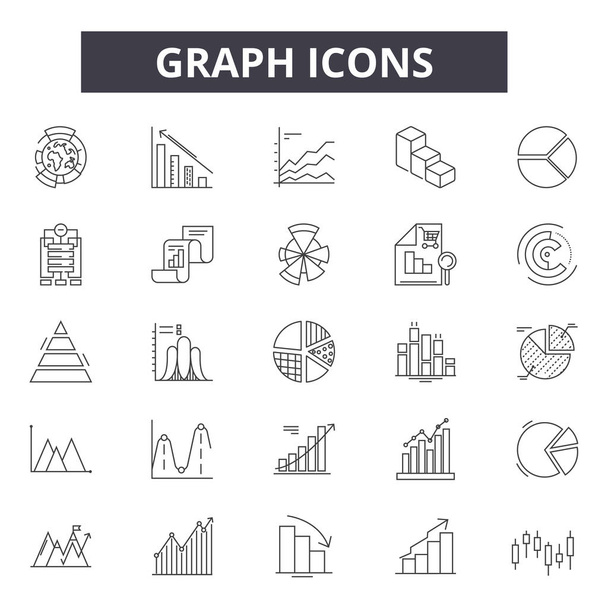 Iconos de línea gráfica, conjunto de signos, vector. Concepto de esquema gráfico, ilustración: datos, gráfico, diagrama, gráfico, crecimiento, negocio, flecha
 - Vector, imagen