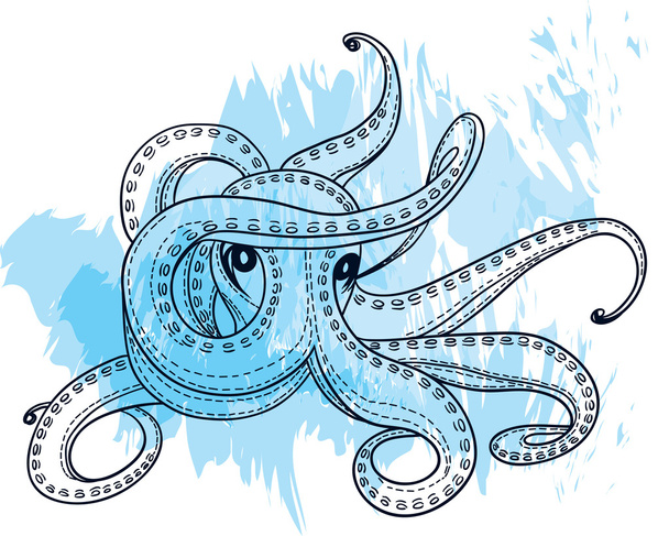 Creative manually drawn graphics octopus - Vector, Image