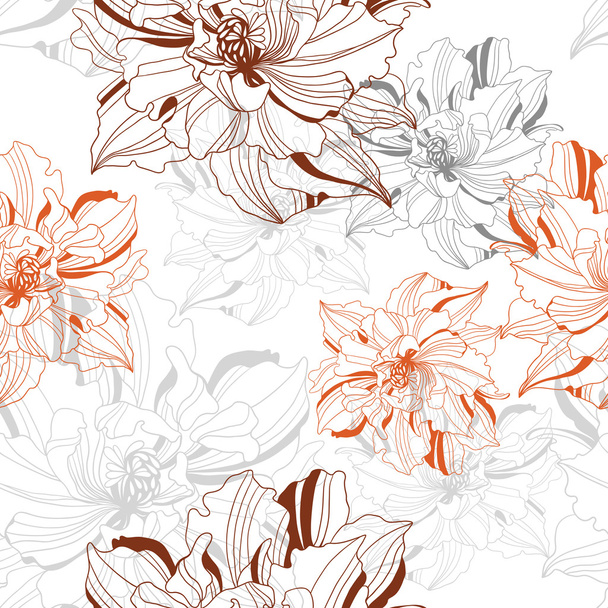 抽象的な花からシームレスなベクター パターン - ベクター画像