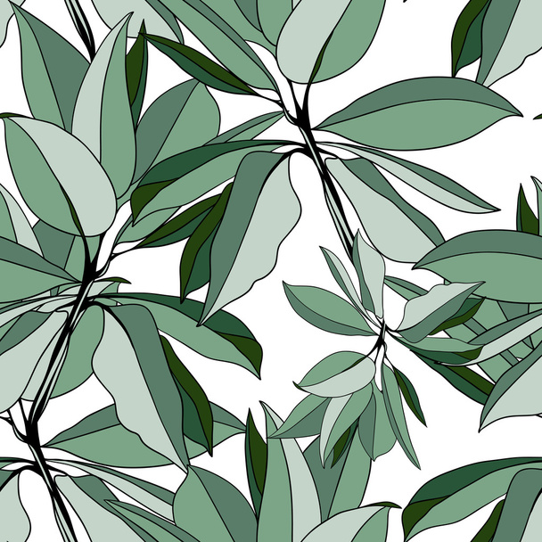 Vector seamless pattern from abstract leaves - Διάνυσμα, εικόνα