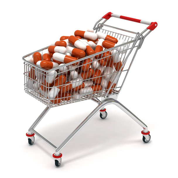 carrinho de compras com pílulas
 - Foto, Imagem