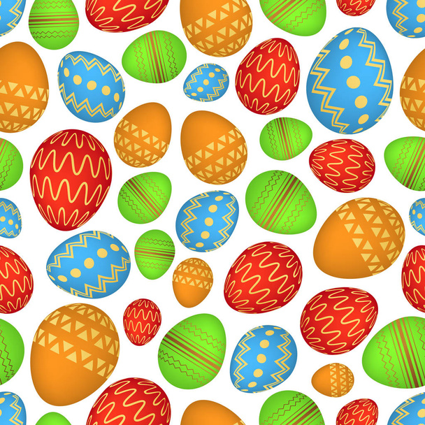 Бесшовный узор с красочными пасхальными яйцами - Вектор,изображение
