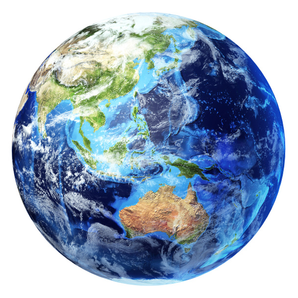 earth globe, realistisch 3 d rendering, met sommige wolken. - Foto, afbeelding