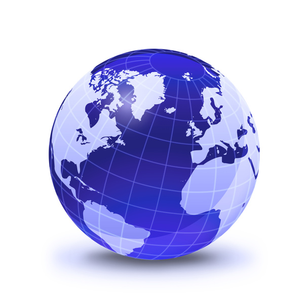 earth globe gestileerd, in blauwe kleur - Foto, afbeelding