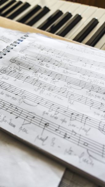 notebook with music notes - Photo, Image