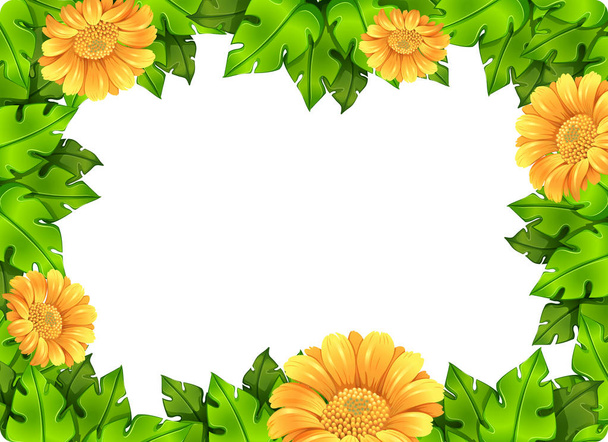 Yellow flower frame template - Vector, Image