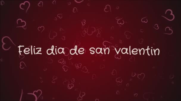 Animation Feliz dia de san Valentin, ευτυχισμένη ημέρα του Αγίου Βαλεντίνου στην ισπανική γλώσσα, ευχετήρια κάρτα - Πλάνα, βίντεο