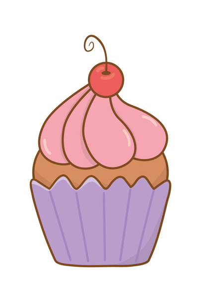 muffin with cherry - Vector, Image