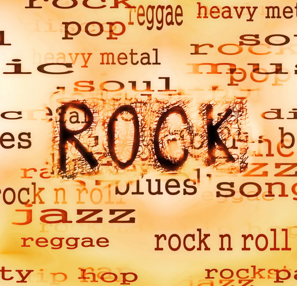 Concept Rock music word backgrounds and texture - Фото, изображение