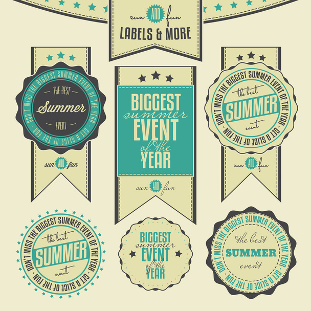 Conjunto de eventos de verano relacionados con etiquetas vintage
 - Vector, imagen