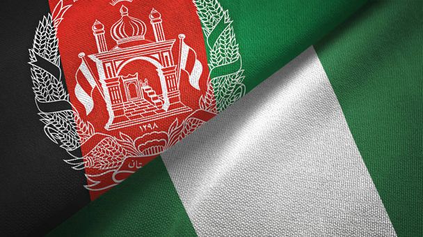 Afganistán y Nigeria dos banderas tela textil, textura de la tela
 - Foto, imagen