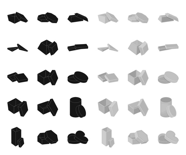 Different boxes black.mono icons in set collection for design.Packing box vector symbol stock web illustration. - Vetor, Imagem