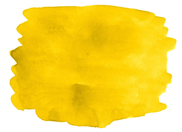 Gele aquarel abstracte achtergrond, vlek, spatverf, stai - Foto, afbeelding