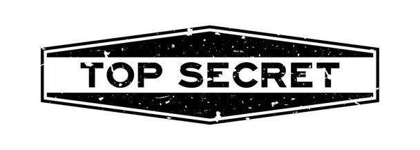 Grunge noir top secret mot hexagone caoutchouc sceau timbre sur fond blanc
 - Vecteur, image