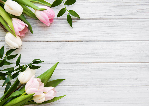Pink spring tulips - Фото, изображение