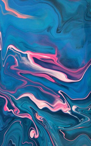 青とピンクのアクリル絵画壁紙 - 写真・画像