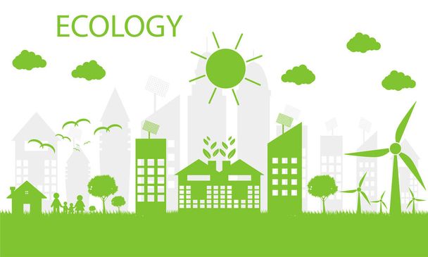 Vihreät kaupungit auttavat maailmaa ympäristöystävällisillä konseptiideoilla, vektoriesimerkeillä
 - Vektori, kuva