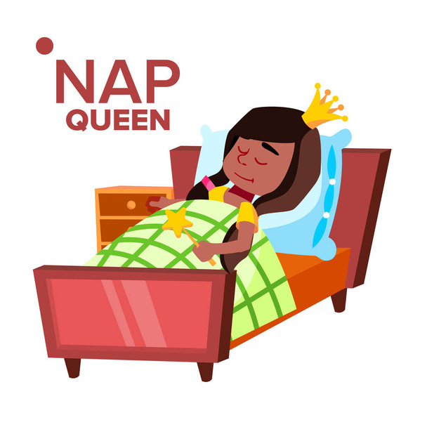 Napping Girl, Sleeping Child Vector Cartoon Character - Vector, Image