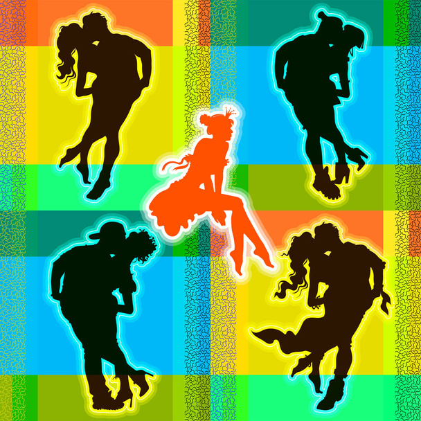 Romantische vector silhouetten van mannen en vrouwen - Vector, afbeelding