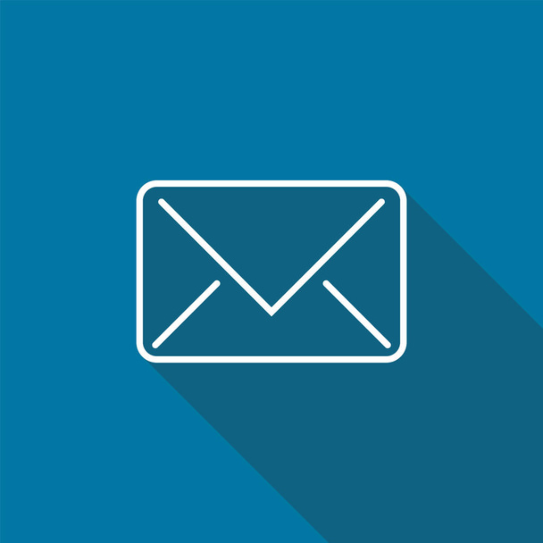 Icono de correo con sombra larga negro sobre fondo blanco, estilo de diseño simple, ilustración vectorial
 - Vector, Imagen