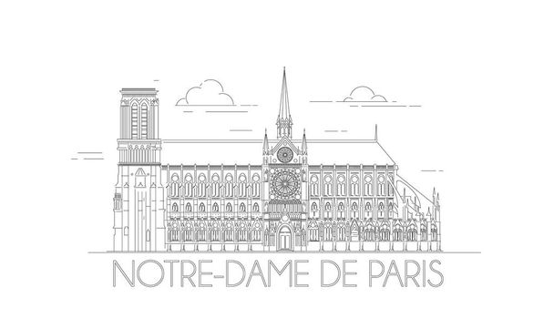 Minimalistická linie Notre-Dame v Paříži, Francie. Obrys Notre Dame - Vektor, obrázek