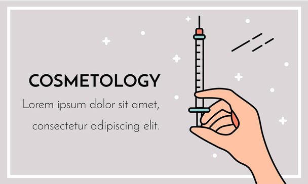 Cosmetic injections. Infographics. Vector flat illustration with place for text. Mesotherapy, rejuvenation. - Vector, Image