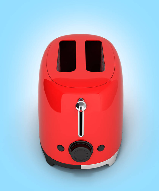Red retro toaster on blue gradient background 3d - Fotografie, Obrázek