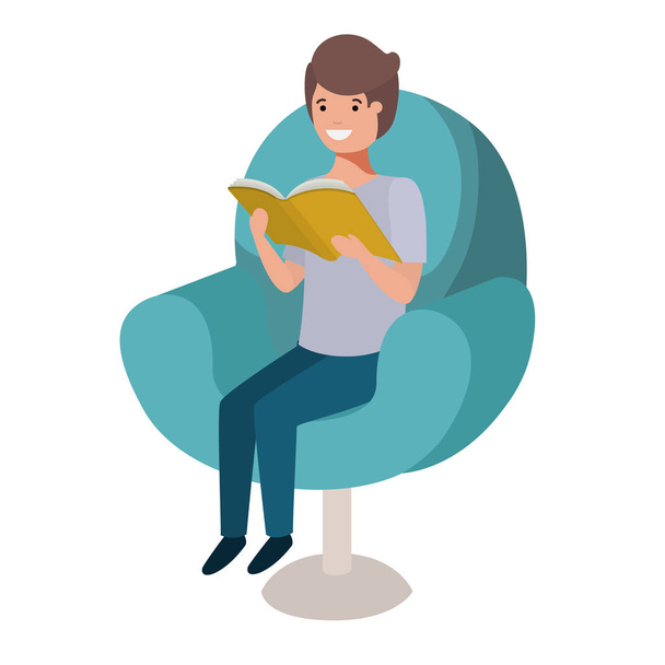homme lecture livre dans le canapé avatar personnage
 - Vecteur, image