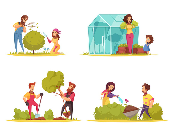 Gardening Cartoon Design Concept - Vector, Image