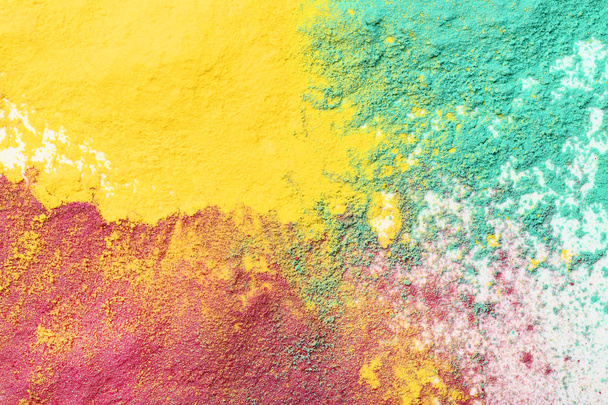 Colorful holi powders on white background - Photo, image