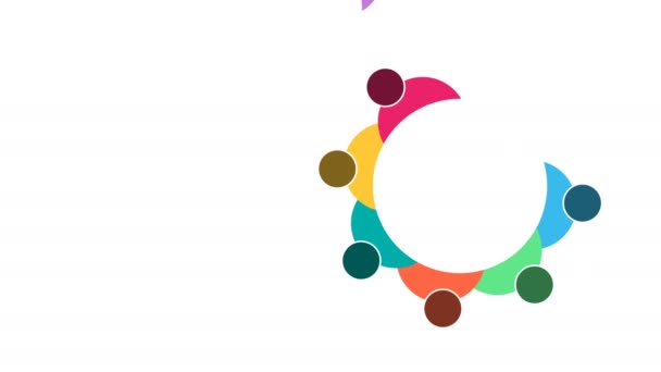Ihmisten logo. Ryhmä tiimityöskentely symboli kahdeksan henkilöä Circle.4K resoluutio liikkeen graafinen
 - Materiaali, video