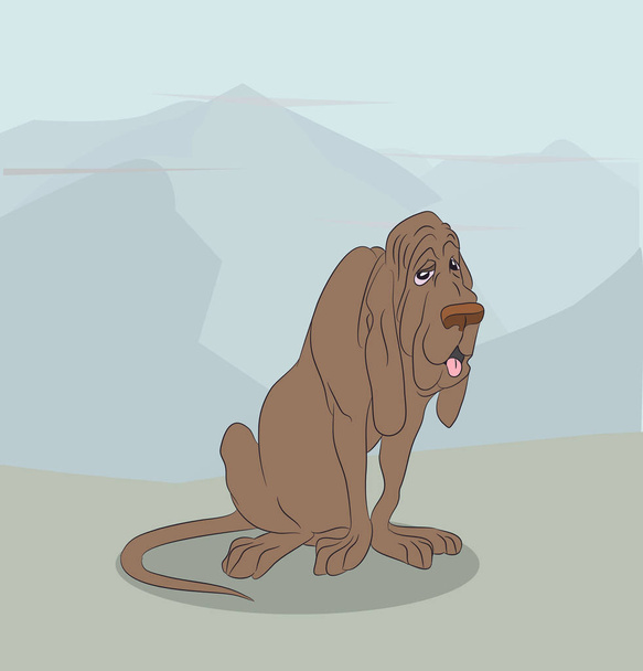 dog sitting, outdoors - Vector, Image