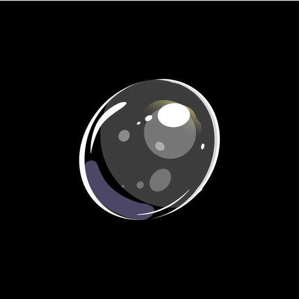 Shiny soap bubble isolated on black background - Vektor, obrázek
